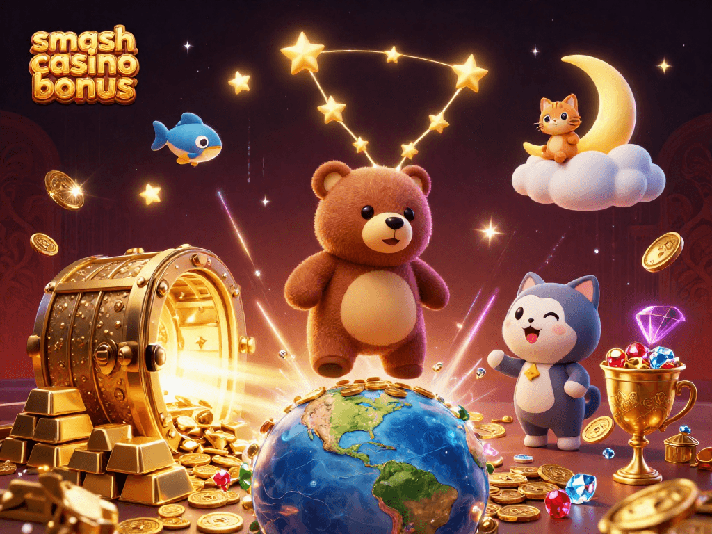 Profitez du bonus Smash Casino avec des gains en faisant tourner les rouleaux entre des trésors scintillants.